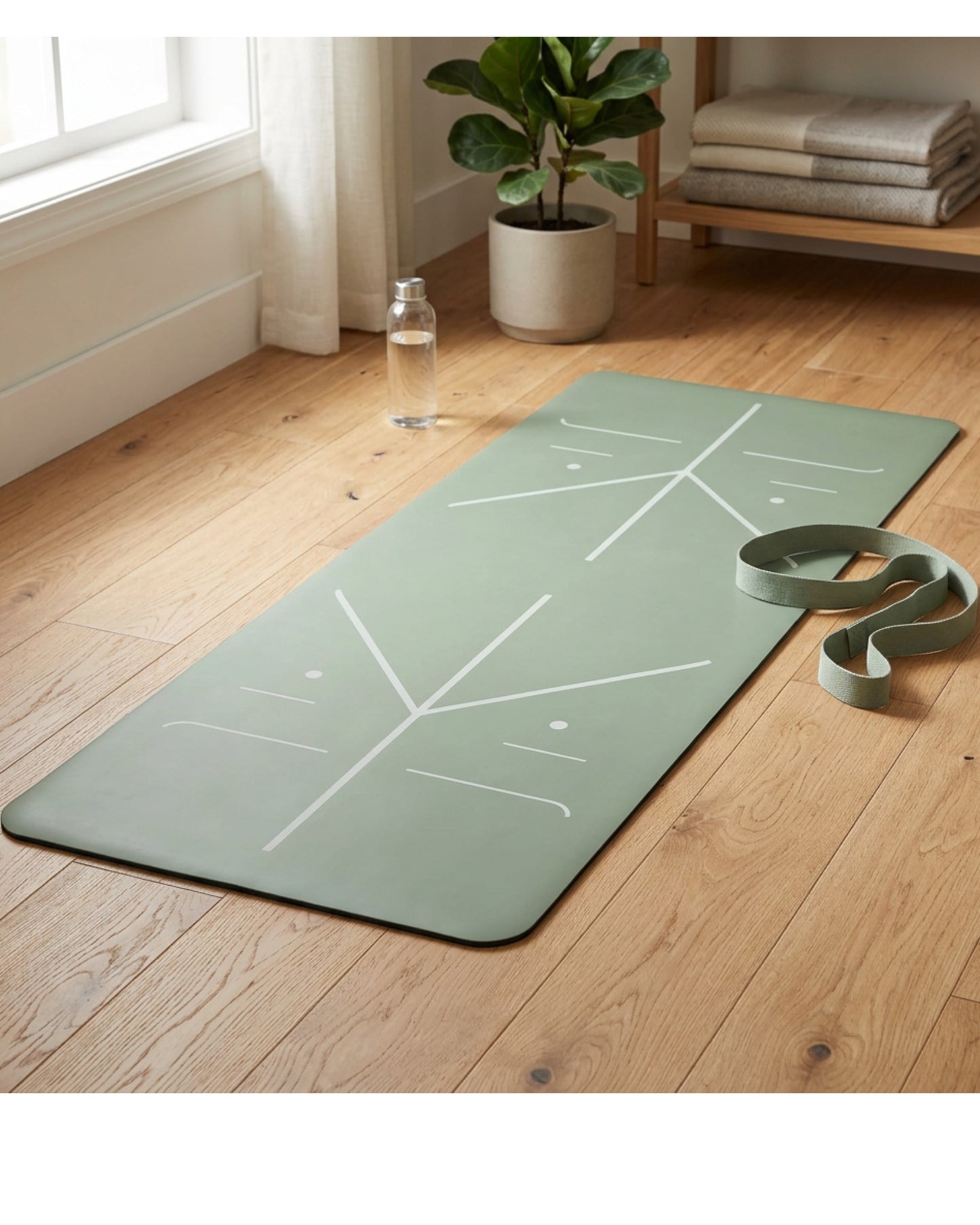 Corevu Alignment Yoga Mat Sage 7 mm With Strap