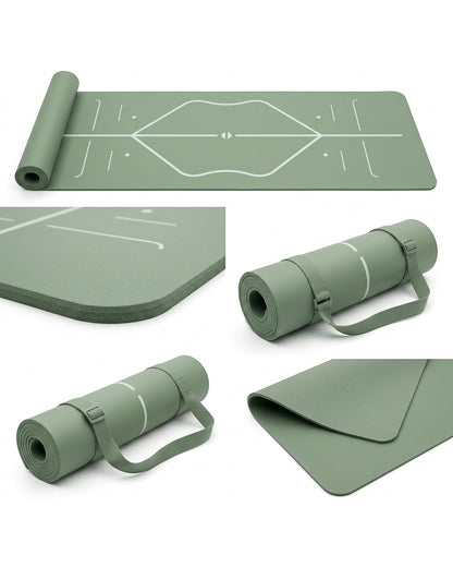 Corevu Alignment Yoga Mat Sage 7 mm With Strap