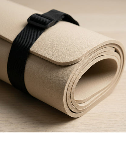 Corevu Foldable Travel Yoga Mat Sand 4 mm With Strap