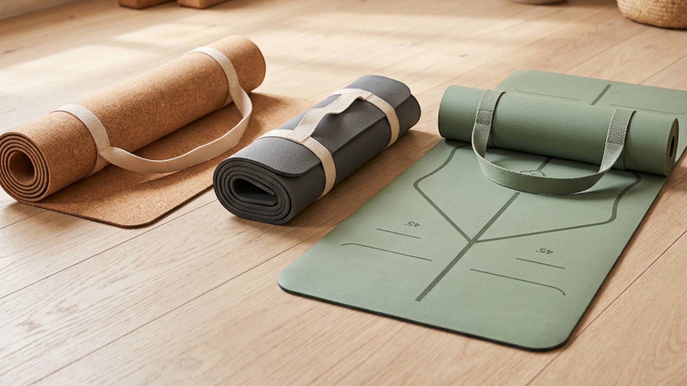 Corevu non-slip yoga mats with portable carrying straps